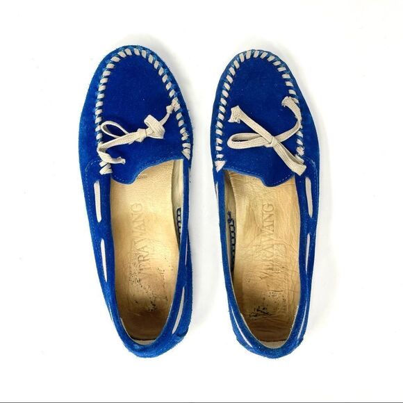 𝅺VERA Wang Premium Label Royal Blue Suede Driving Moccasin Size 6/36 - Picture 11 of 14